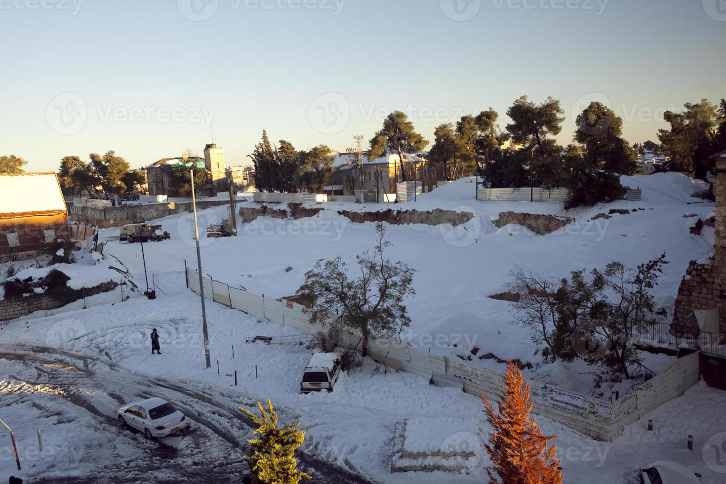 Snow in Jerusalem and the surrounding mountains photo