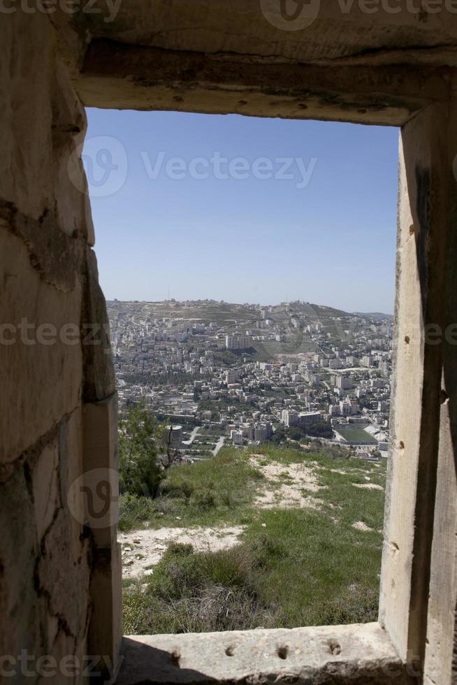 View of the city of Nablus Israel photo