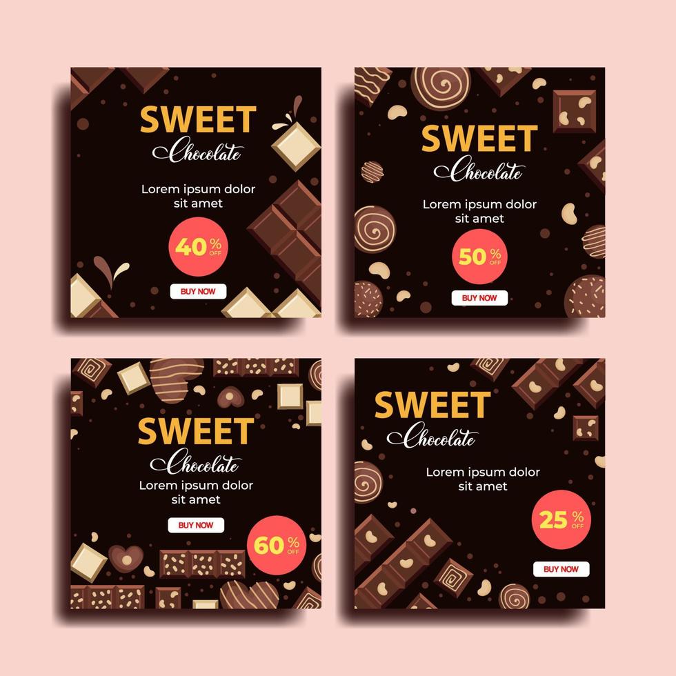 Chocolate Social Media Post Collection vector