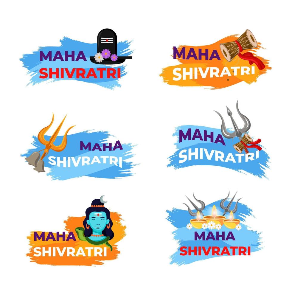 colección de pegatinas maha shivratri vector