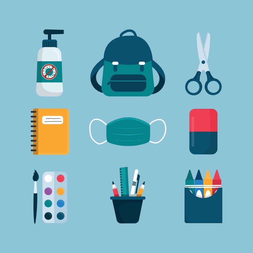 Back to School Stationary Icon Set vector