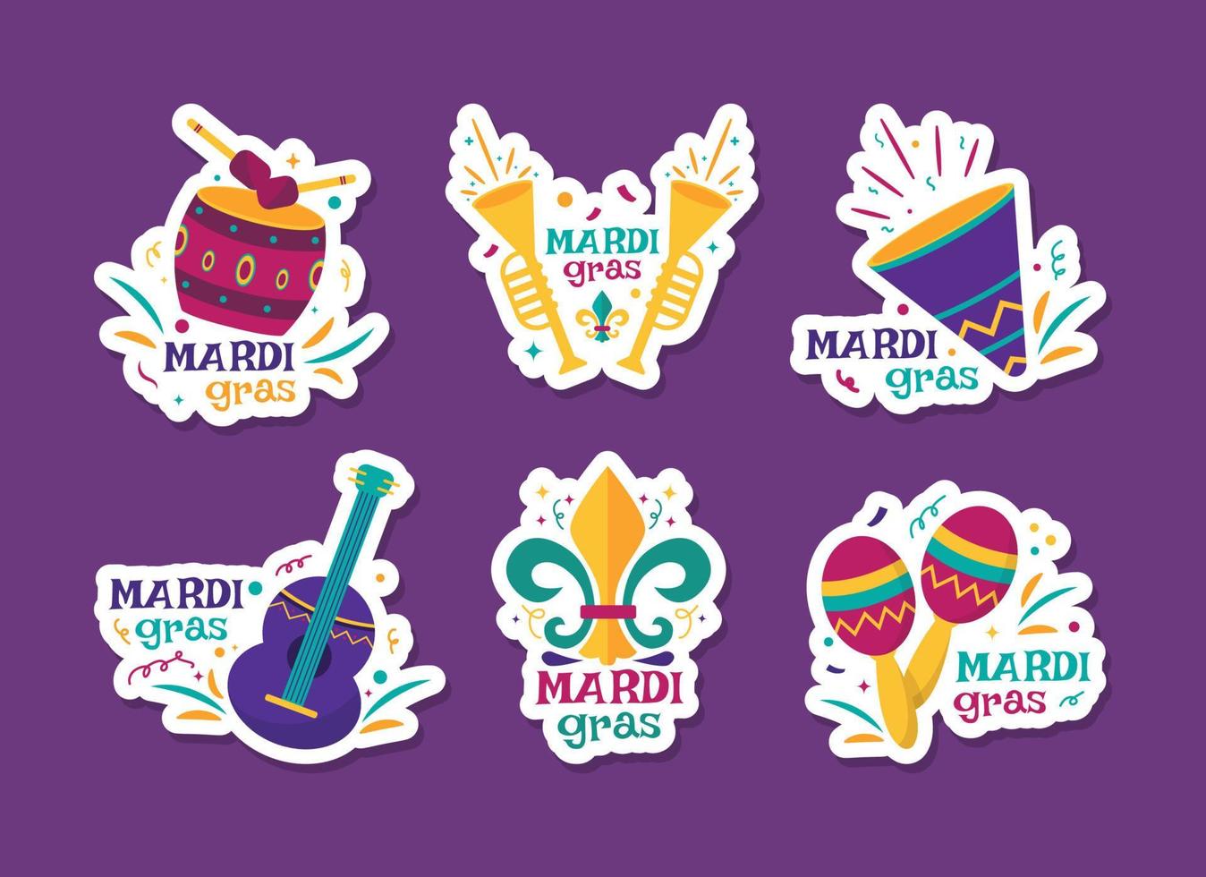 Mardi Gras Music Carnival Sticker Collection vector