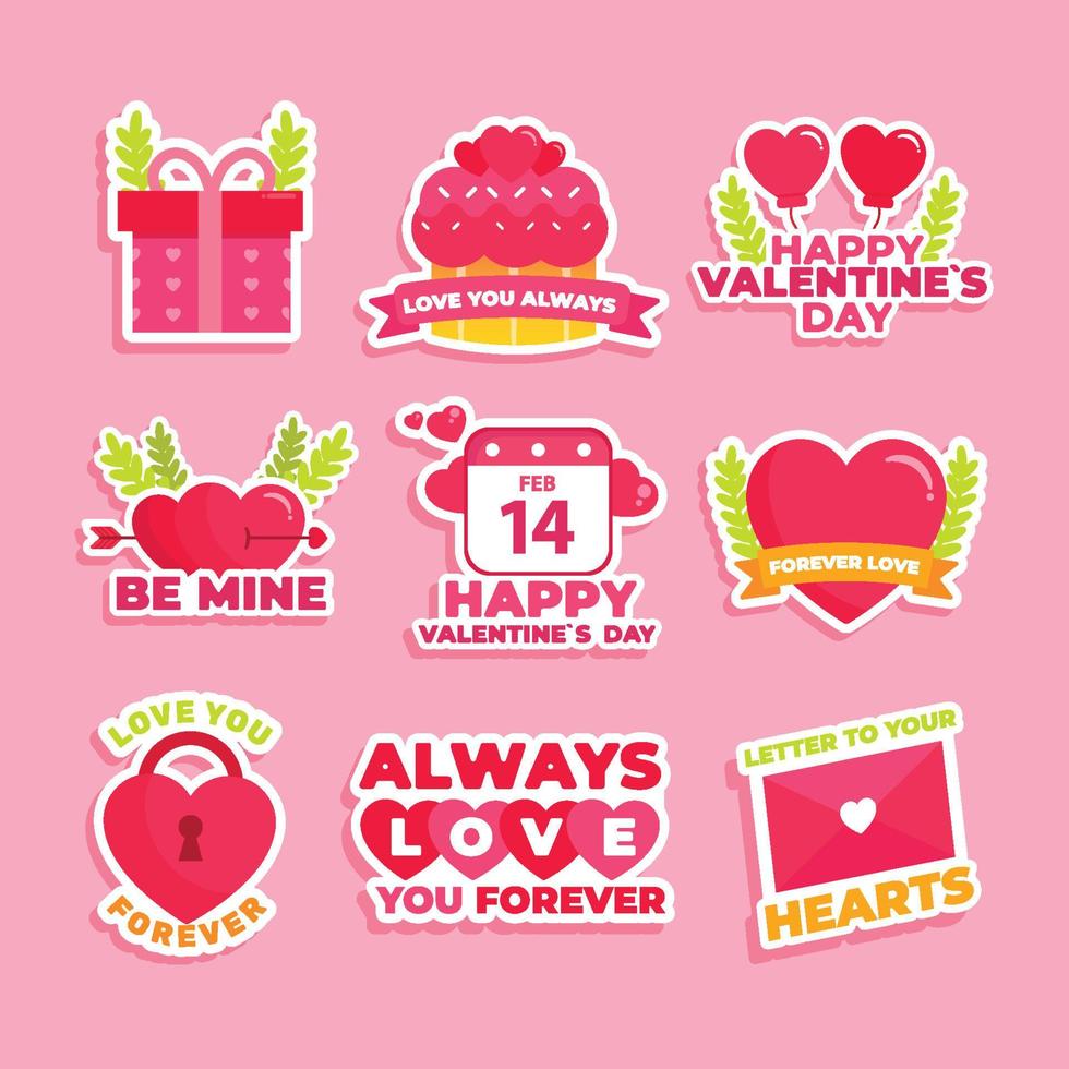 Valentine Heart Sticker Pack vector