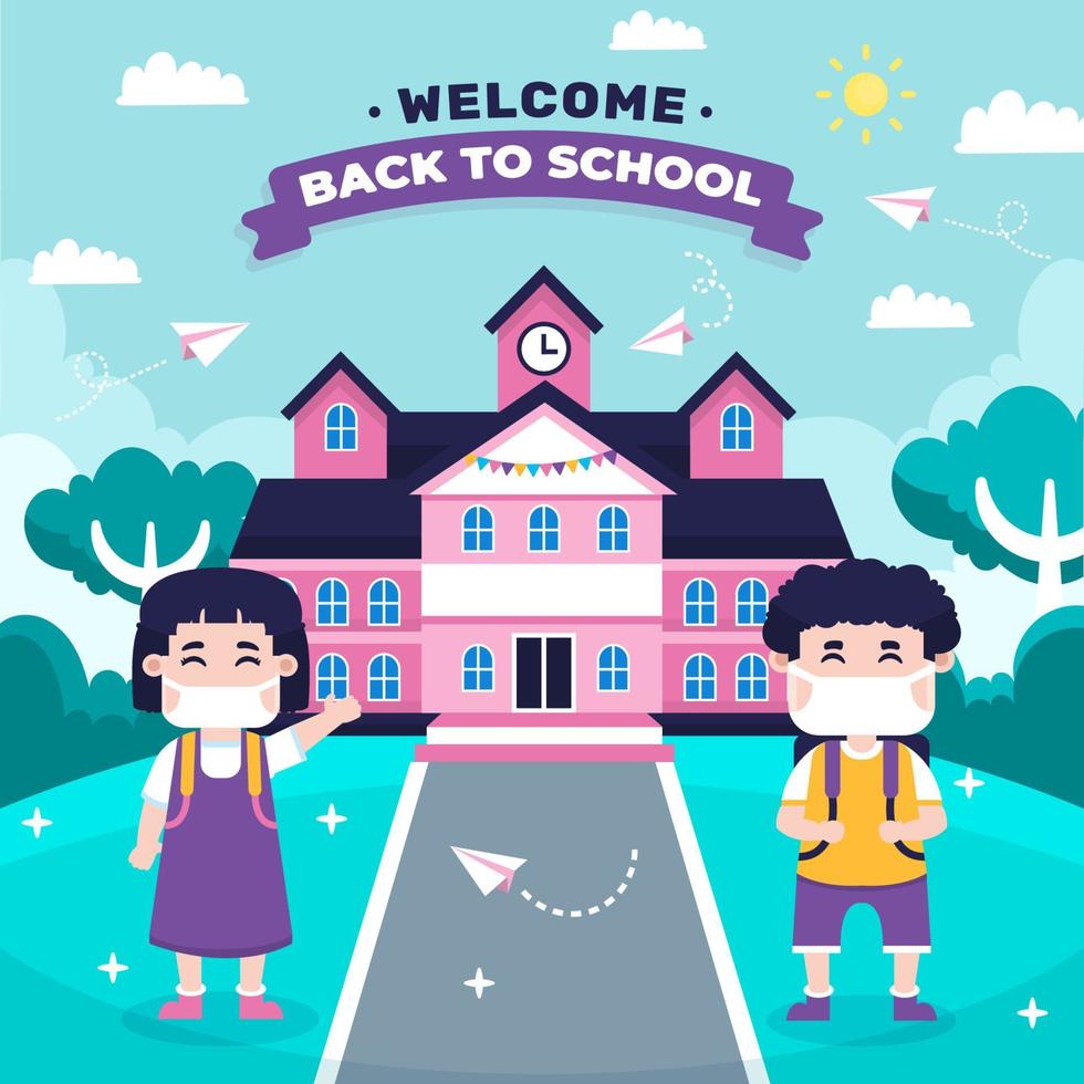 Happy Kids Ready To Go Back To School Vector Art At Vecteezy
