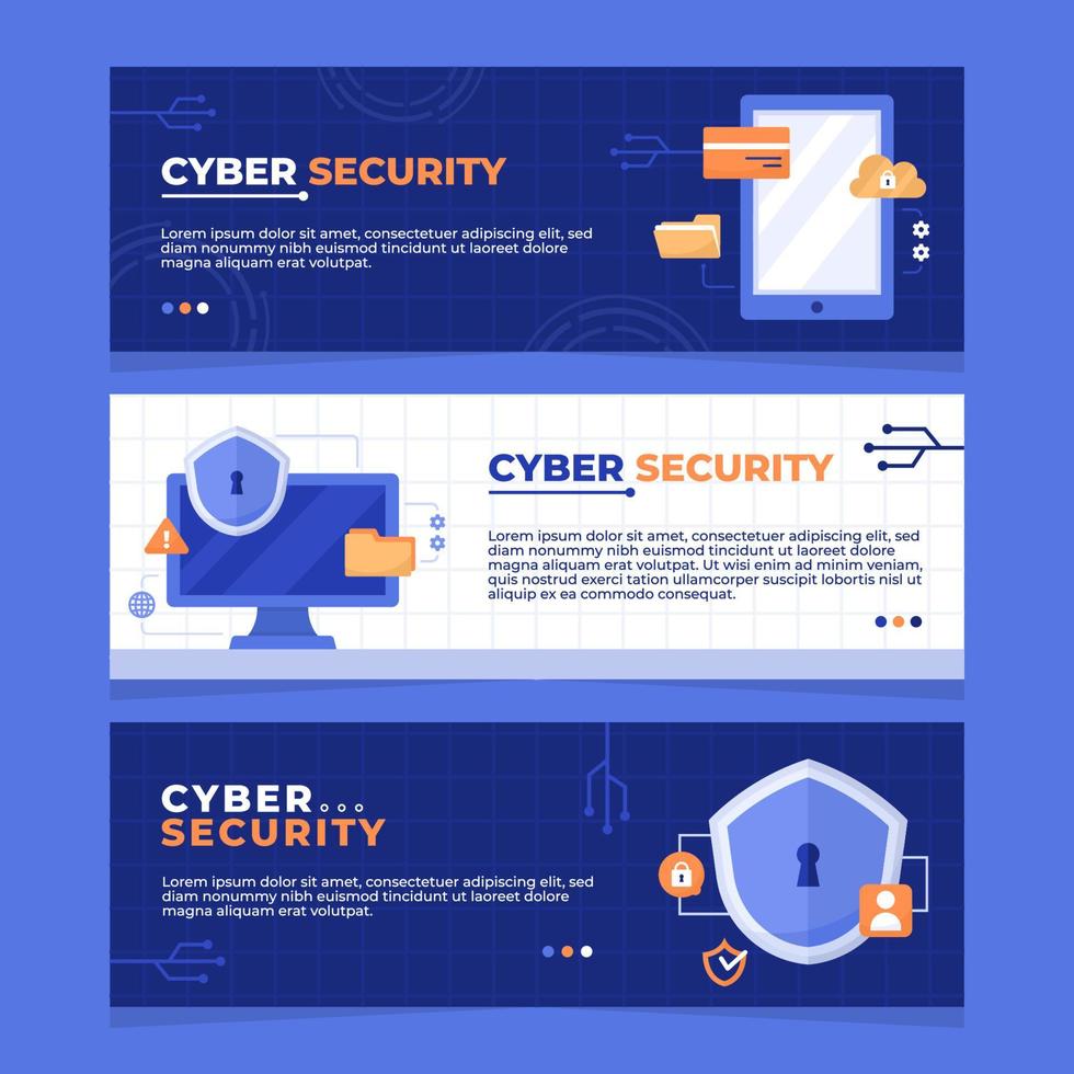 Cyber Security Banner Collection vector