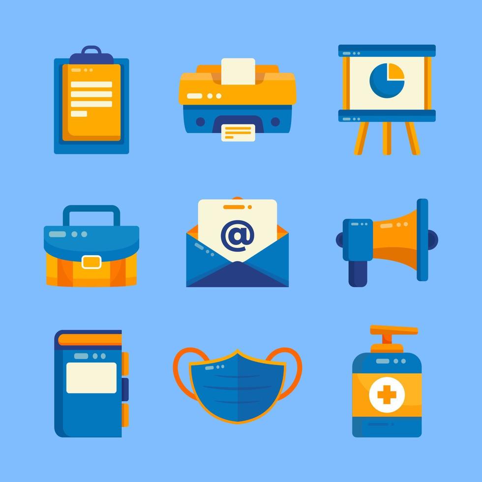 Colorful Back to Work Icon Set vector