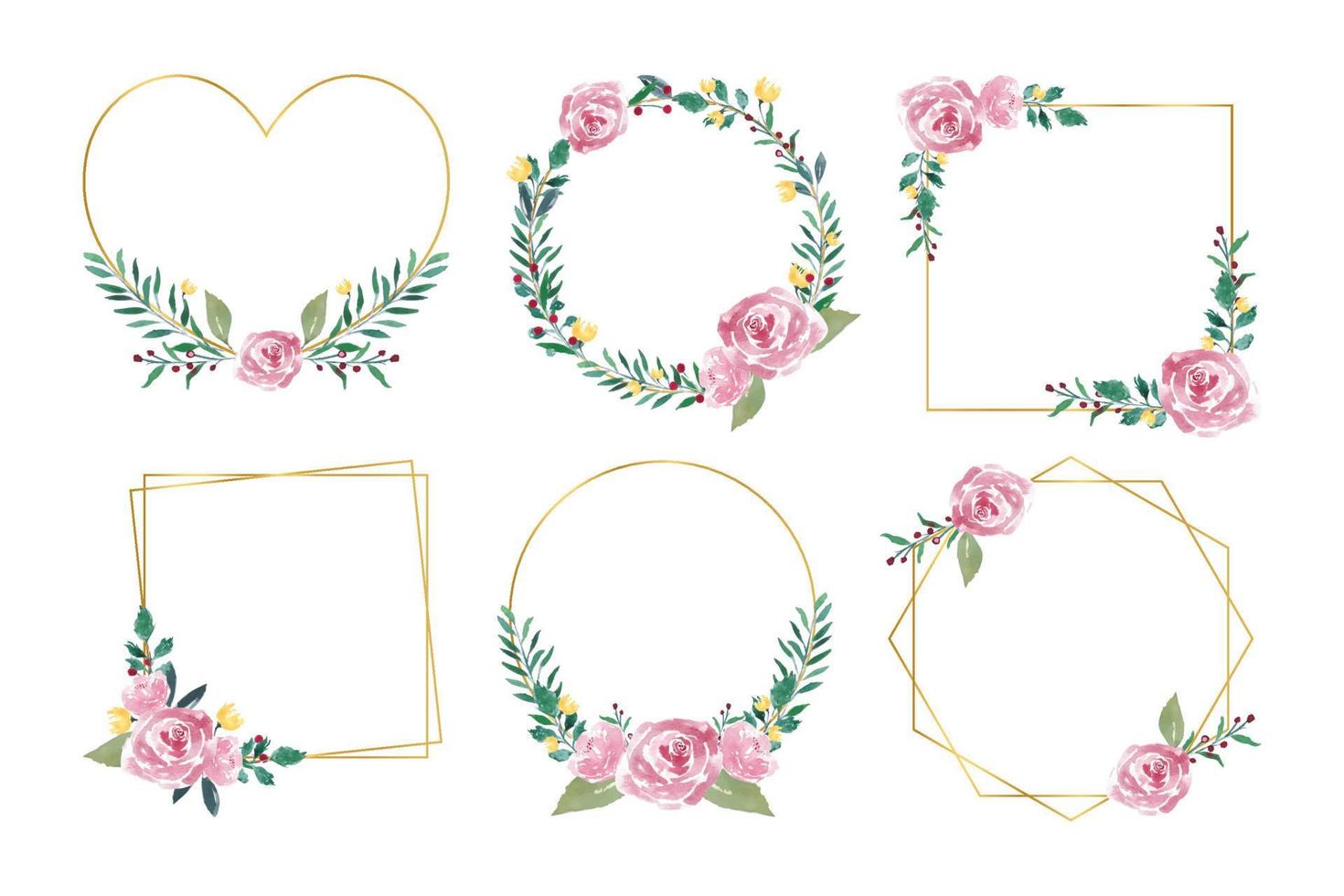 Beautiful Watercolor Floral Frame Collection vector