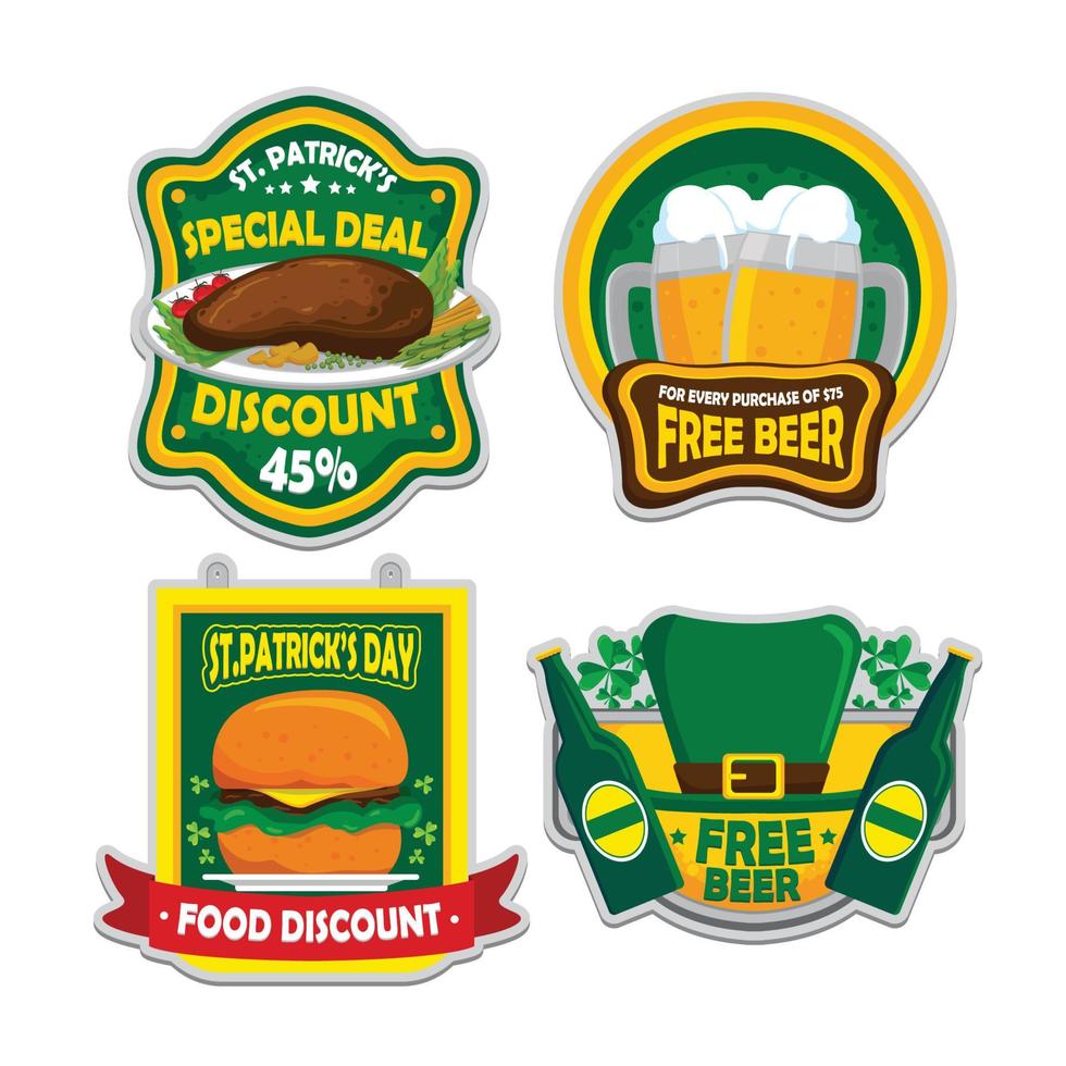 St. Patrick's Food Sticker Concept vector