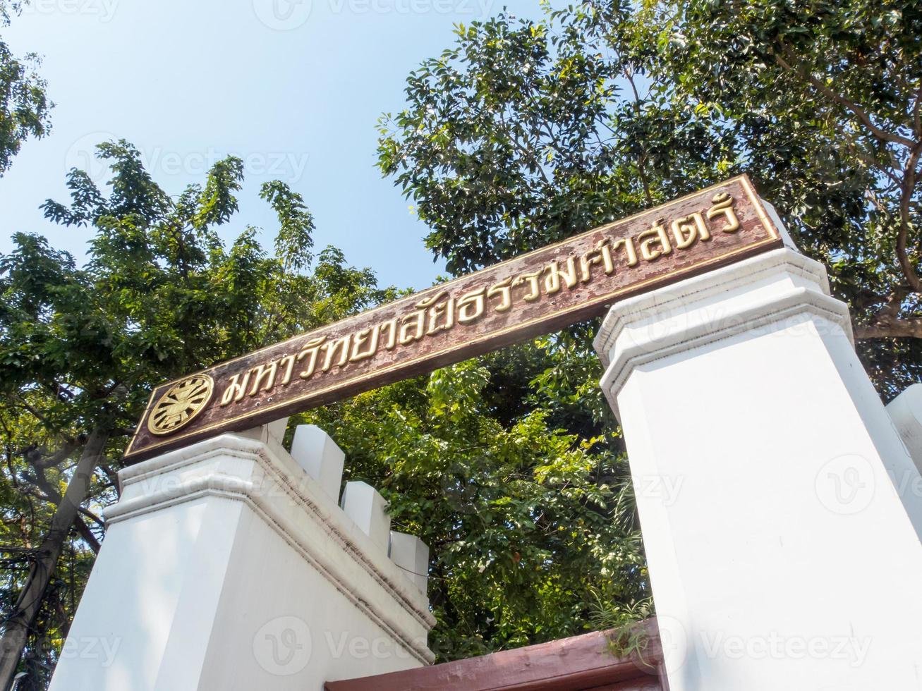 Label of Thammasat University Bangkok thailand. photo