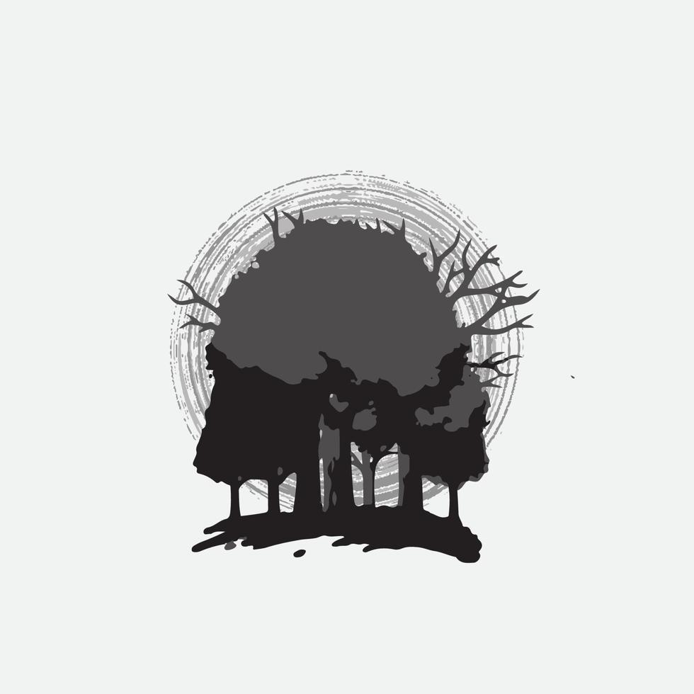 Evergreen pine forest illustration. Forest background. vector