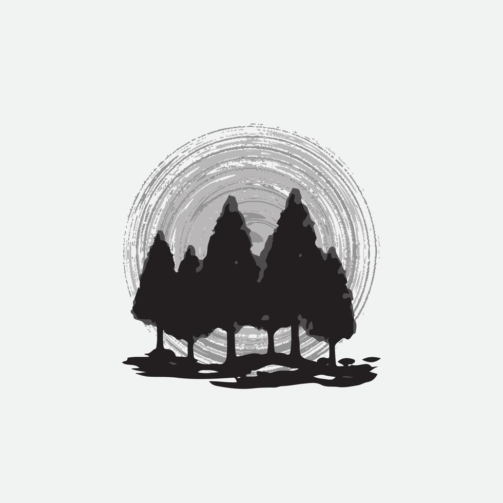 Evergreen pine forest illustration. Forest background. vector