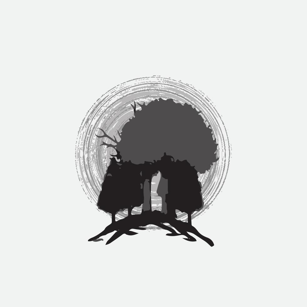 Evergreen pine forest illustration. Forest background. vector