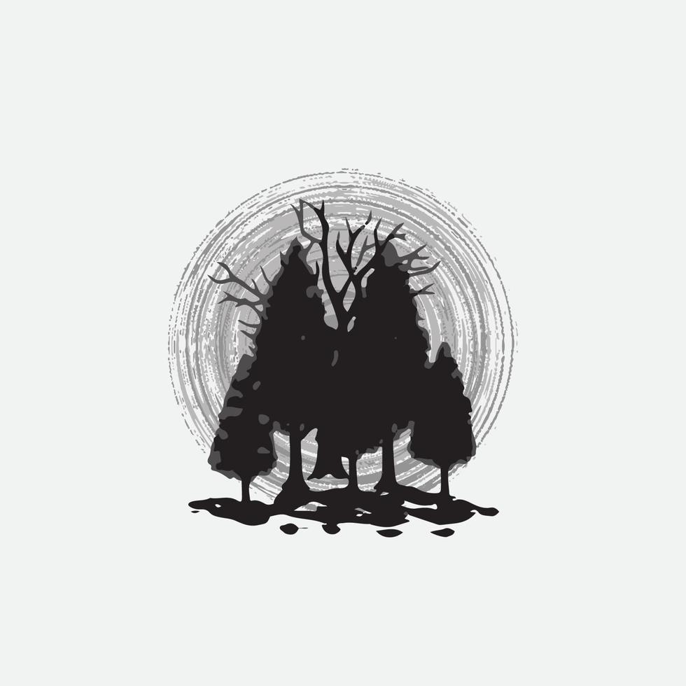 Evergreen pine forest illustration. Forest background. vector