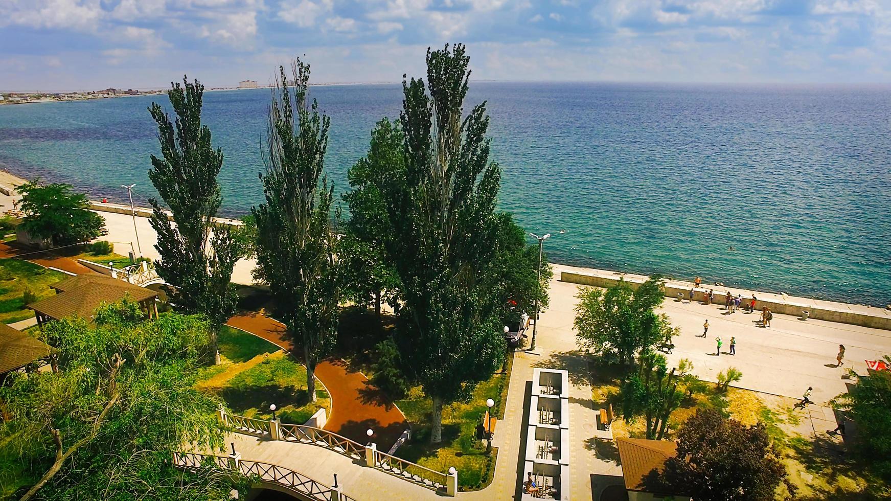 Aerial view of the embankment of Yevpatoria, Crimea photo