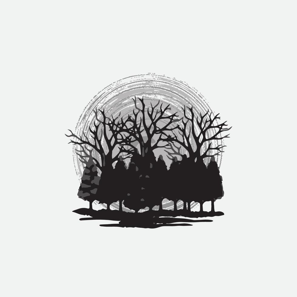 Evergreen pine forest illustration. Forest background. vector