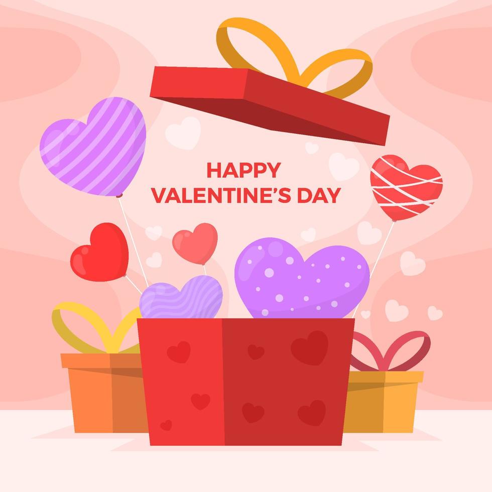 Flat Valentines Day Box of Love vector