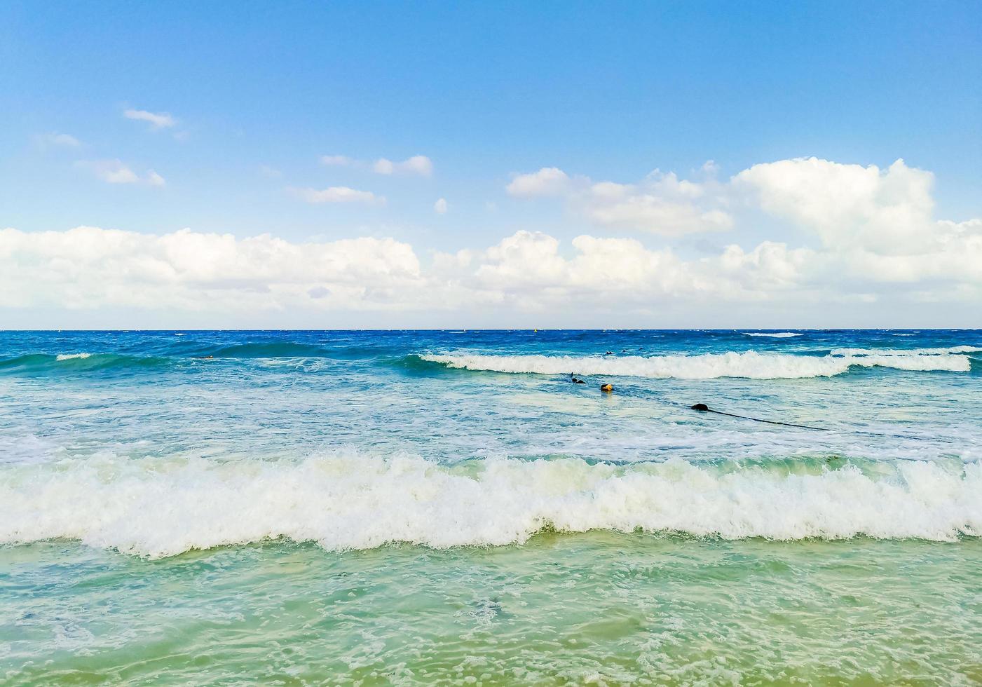 Tropical mexican beach clear turquoise water Playa del Carmen Mexico. photo