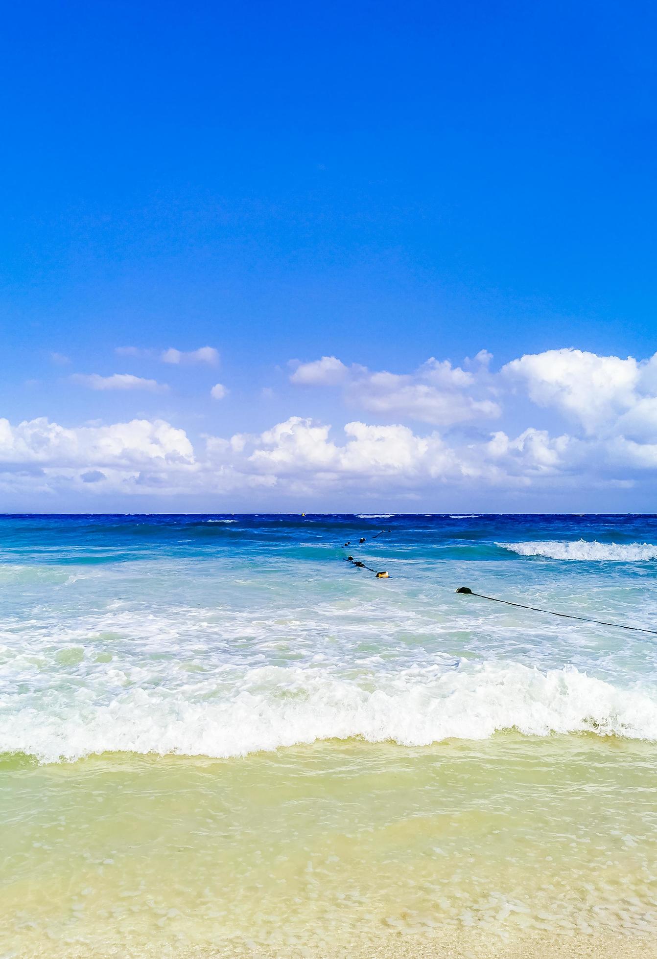 Tropical mexican beach clear turquoise water Playa del Carmen Mexico ...