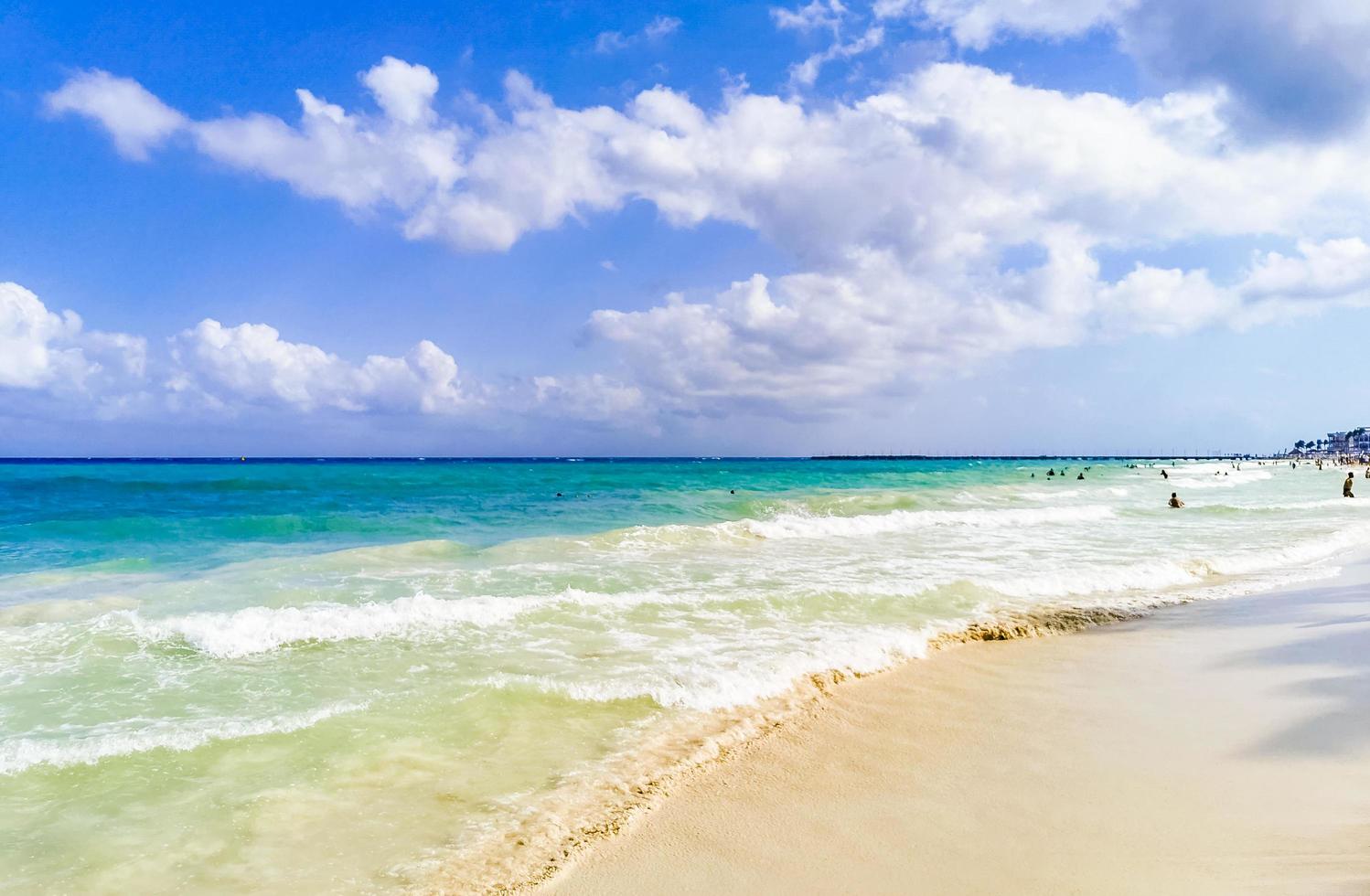 Tropical mexican beach clear turquoise water Playa del Carmen Mexico. photo