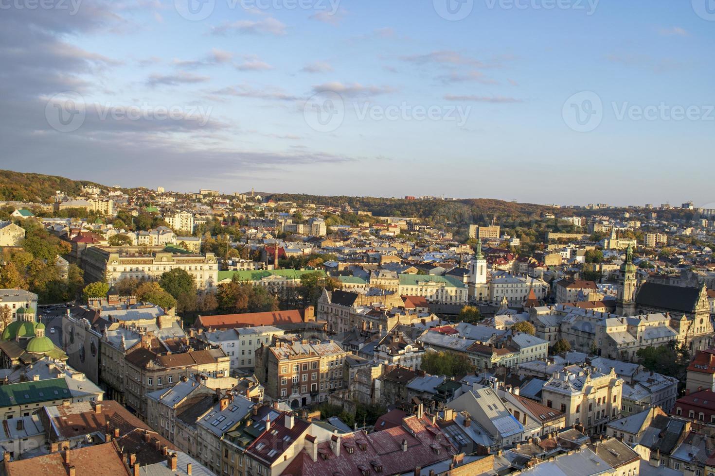 Panorama of old historical city center of Lviv. Ukraine, Europe photo