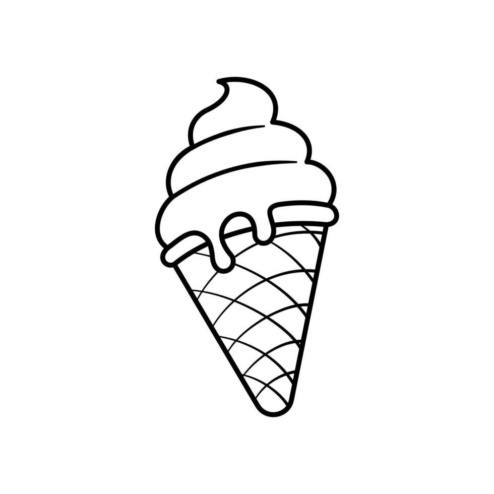 Ice cream waffle cone vector icon in vintage style