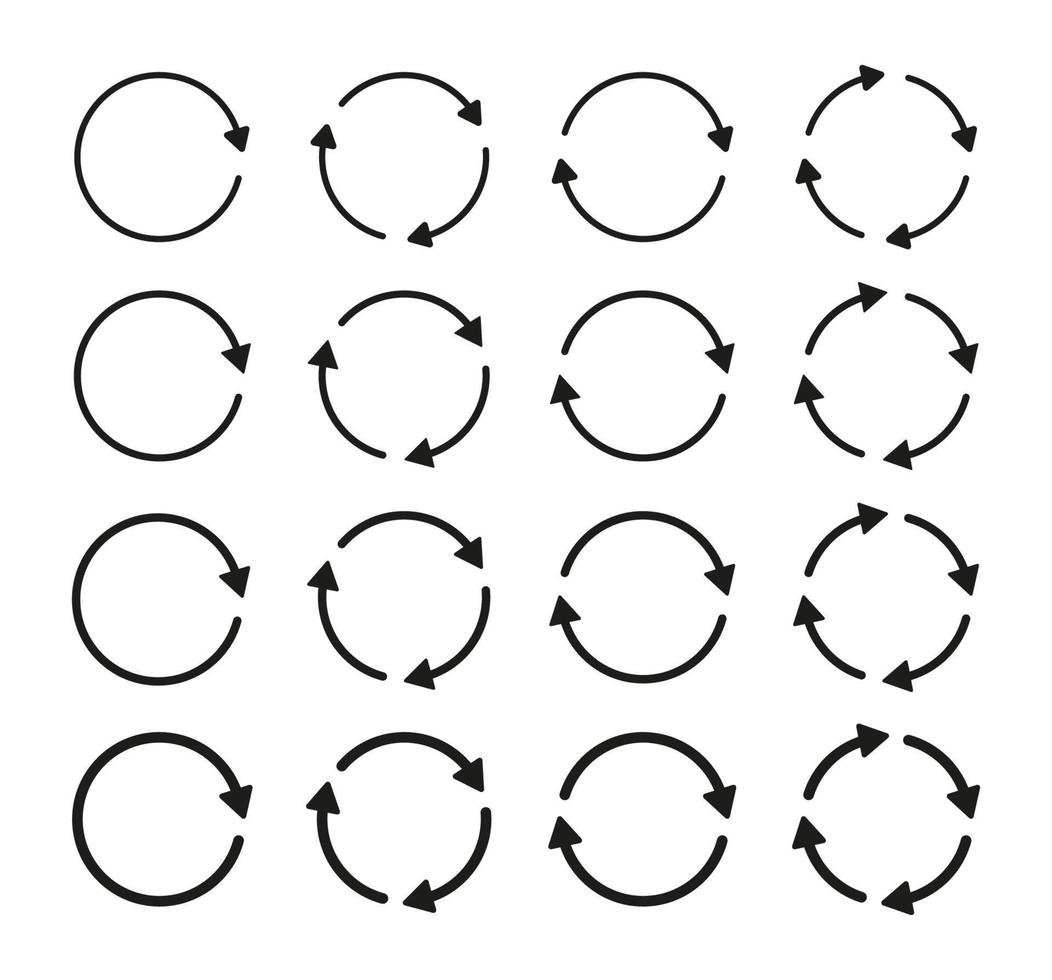 establecer el icono de flecha. colección de diferentes flechas signo de la dirección derecha, izquierda, arriba, abajo. elementos abstractos vectoriales negros aislados sobre fondo blanco vector