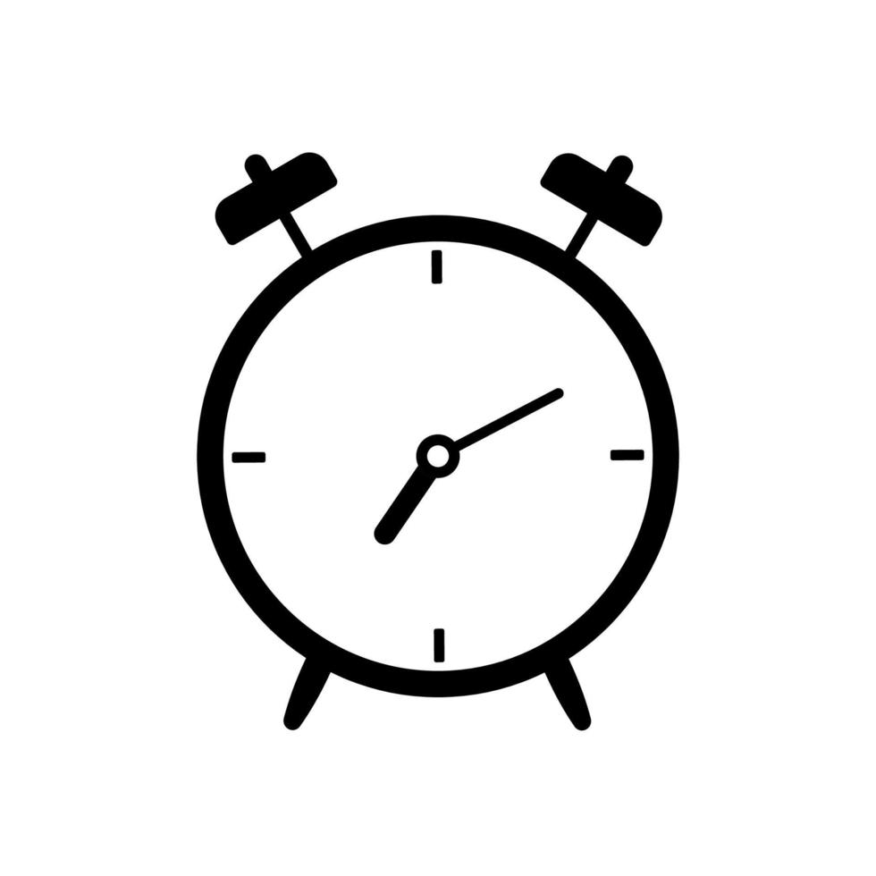 icono de reloj de alarma. levantarse en la mañana. ver símbolo de tiempo. estilo de línea simple. pictograma de reloj vector