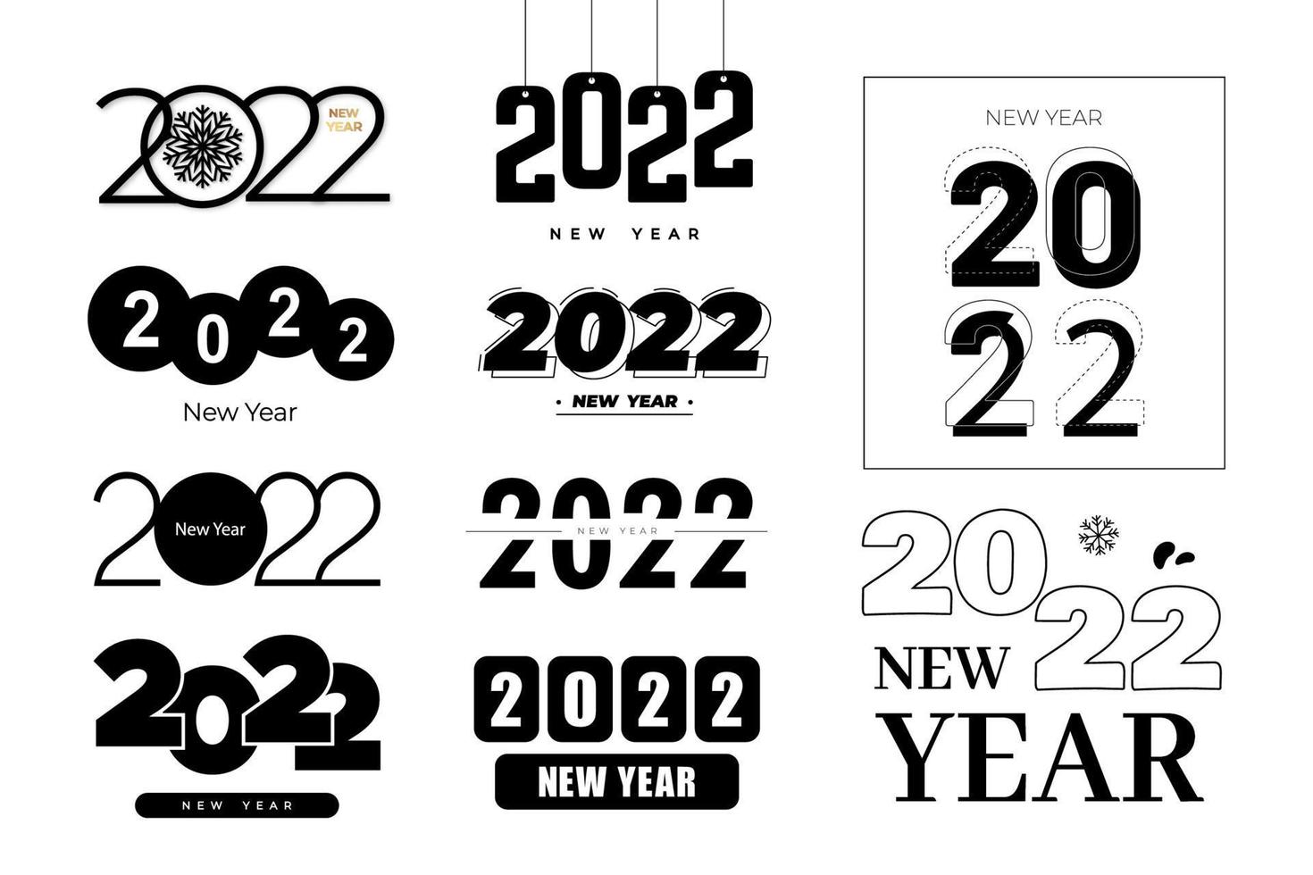 2022 new year logo text design set. 2022 number design template. Calendar simple icon vector