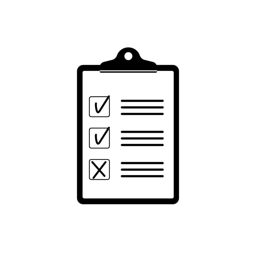 Clipboard icon. Document, file, report test checklist. Check mark symbol. Checkmark sign. Tick icon. Questionnaire office form. Check list vector pictogram. Clip board symbol