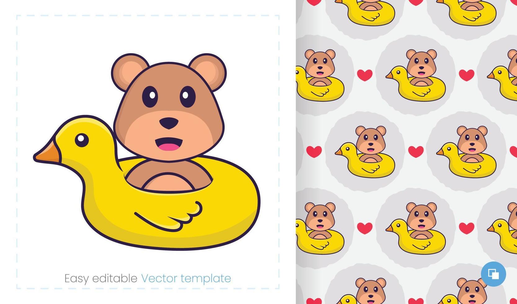 Cute bear mascot character. Can be used for stickers, pattern, patches, textiles, paper. Vector illustration