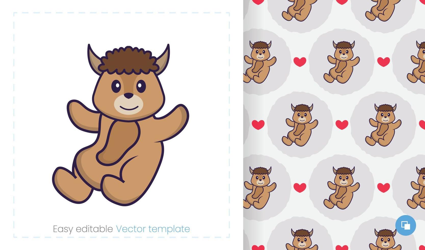 Seamless pattern with cartoon sheep on white background. Can be used on packaging paper, cloth and others. vector