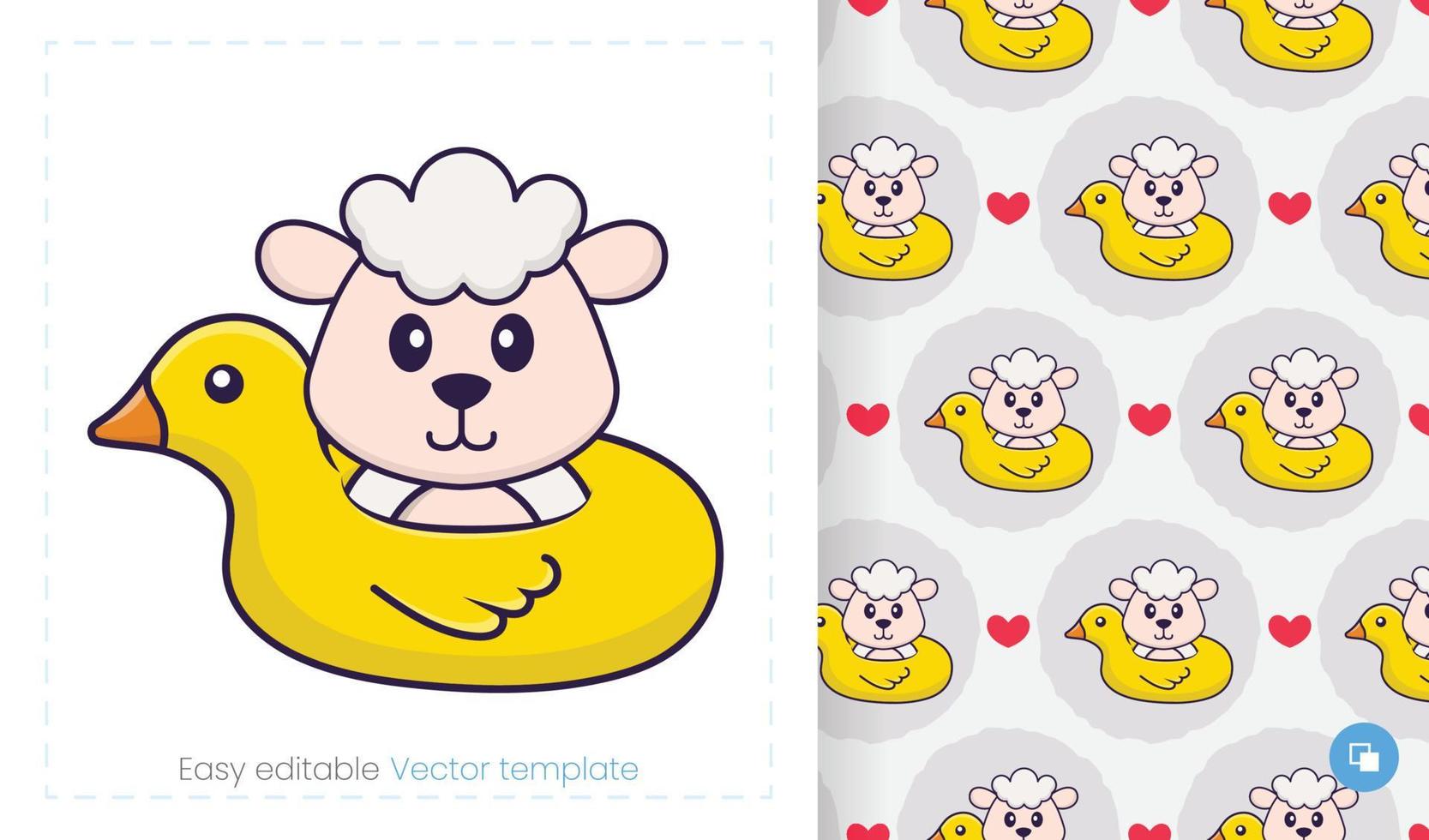 Seamless pattern with cartoon sheep on white background. Can be used on packaging paper, cloth and others. vector