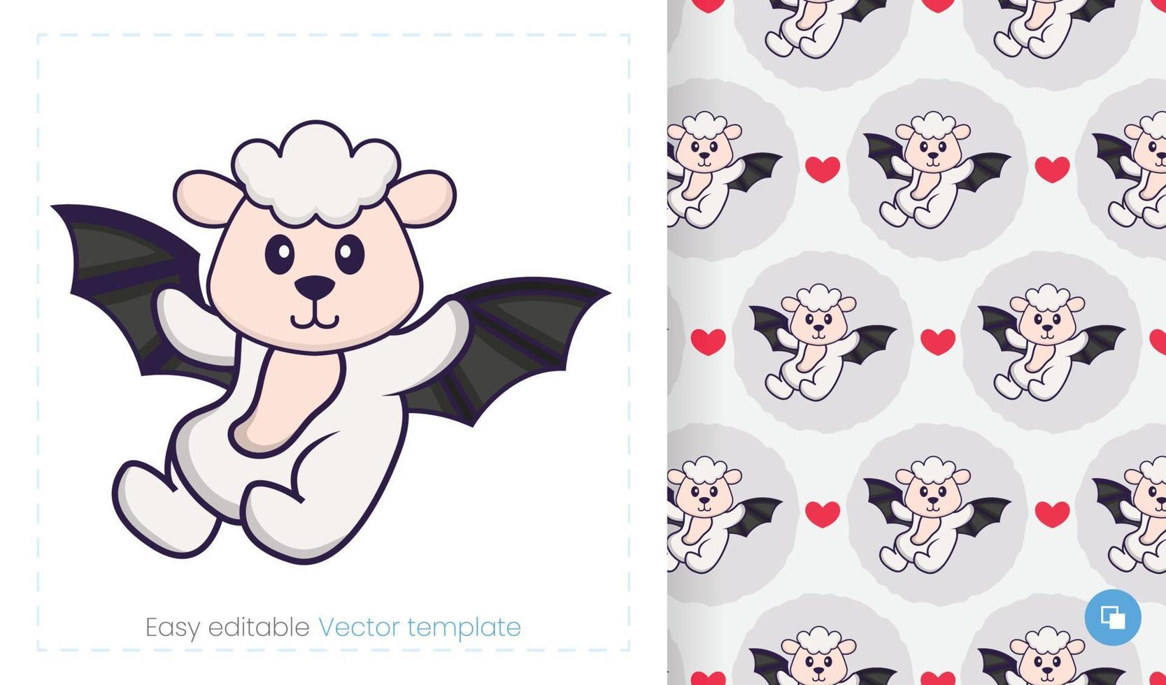Seamless pattern with cartoon sheep on white background. Can be used on packaging paper, cloth and others. vector
