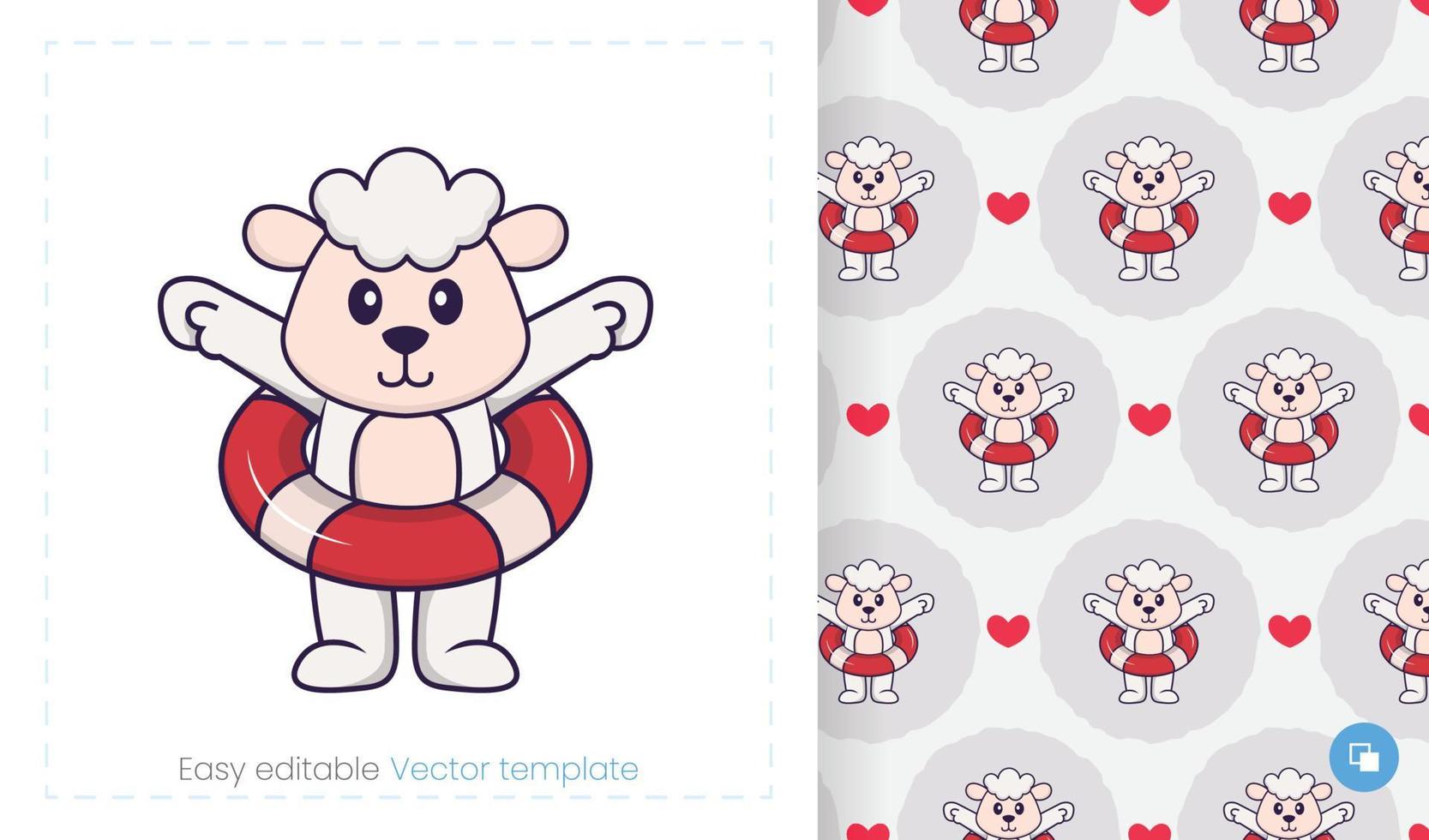 Seamless pattern with cartoon sheep on white background. Can be used on packaging paper, cloth and others. vector