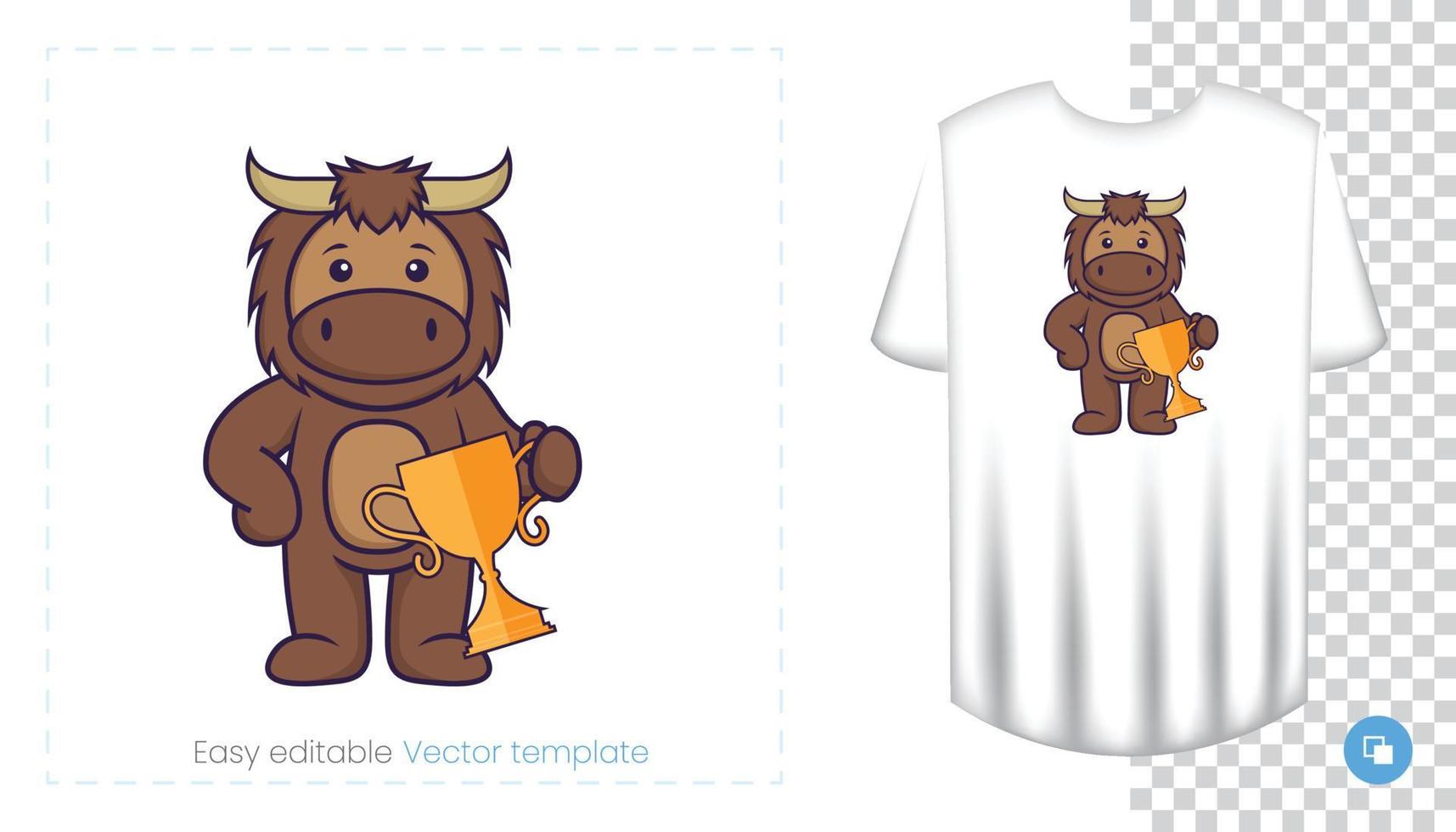 lindo personaje de mascota de toro. Se puede utilizar en pegatinas, parches, textiles, papel, telas y otros. vector