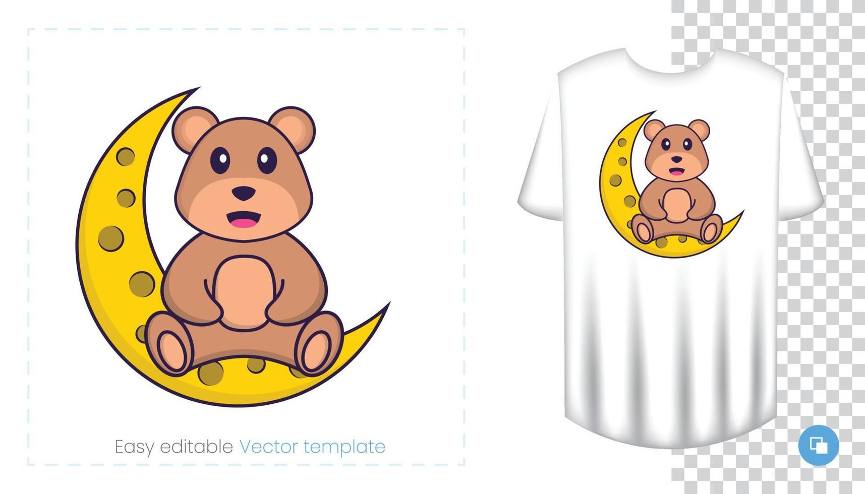 Cute bear mascot character. Can be used for stickers, pattern, patches, textiles, paper. Vector illustration