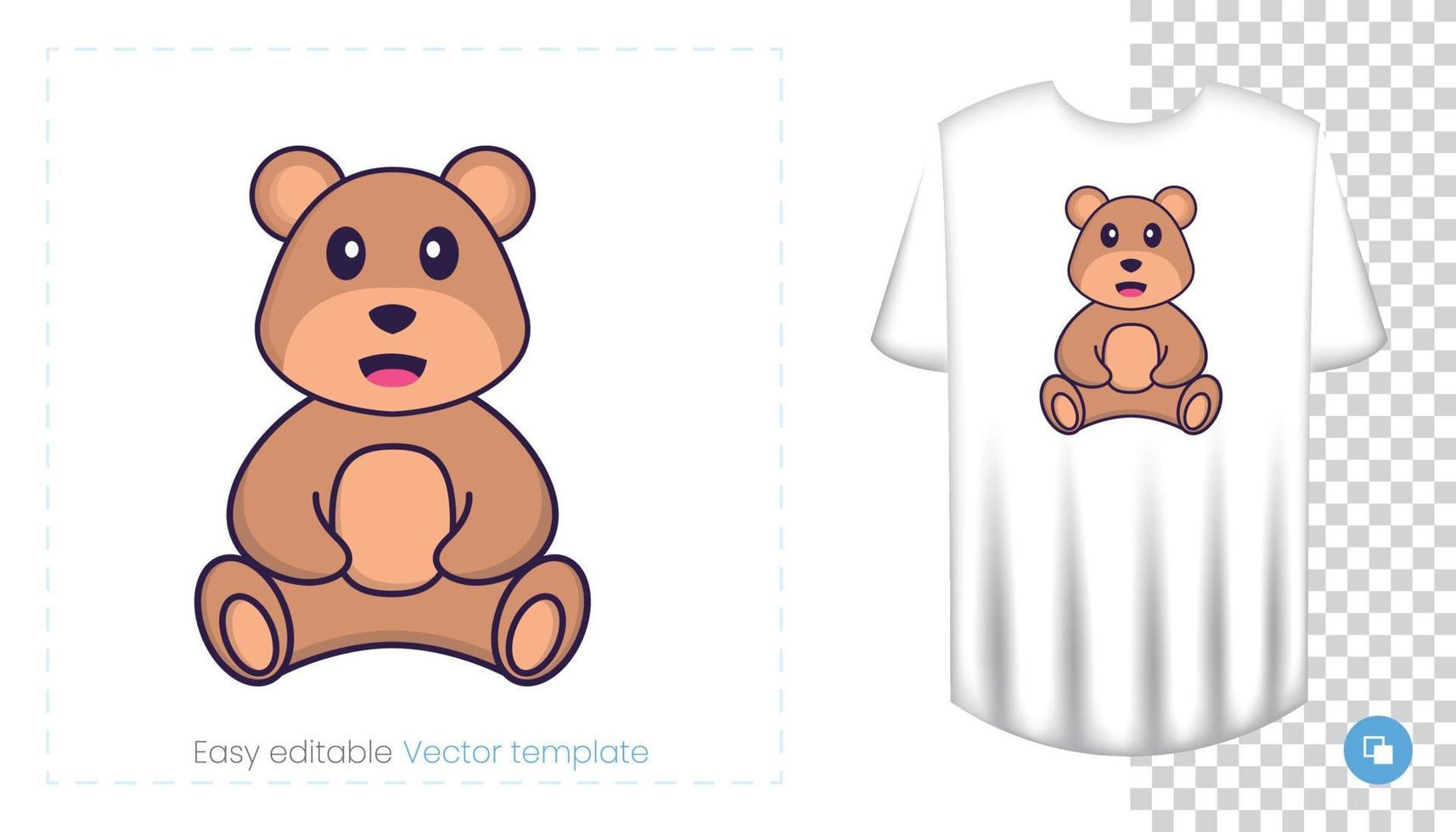 Cute bear mascot character. Can be used for stickers, pattern, patches, textiles, paper. Vector illustration