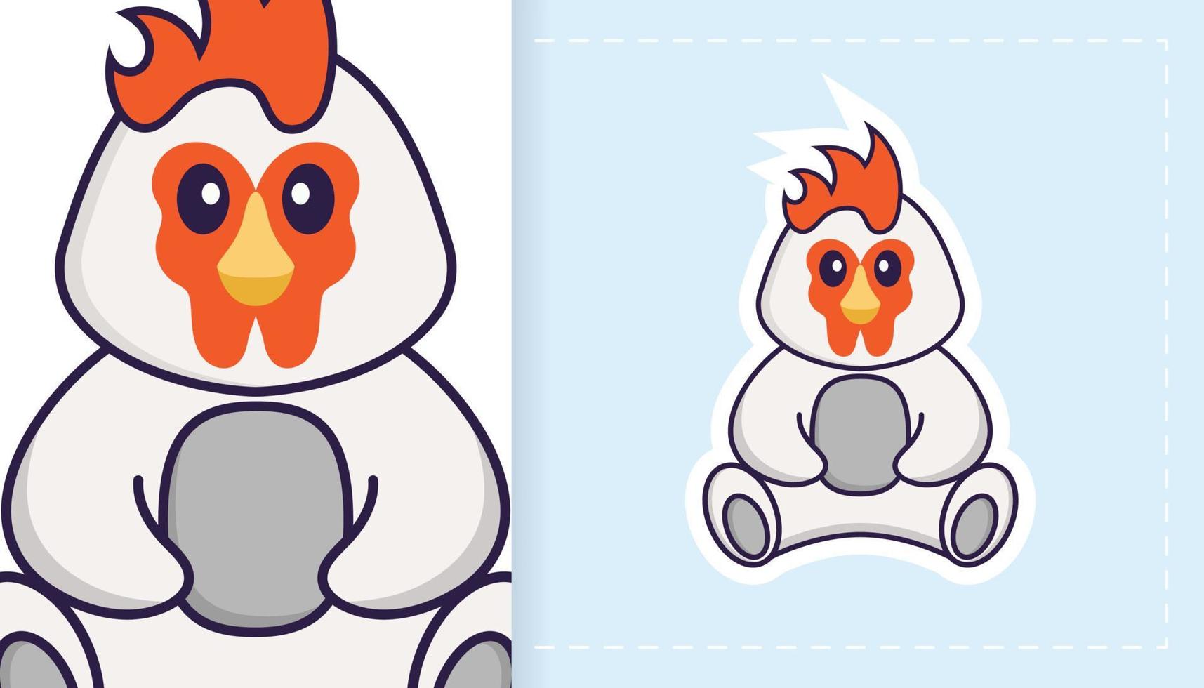 Cute vector chicken. Can be used for stickers, patches, textiles, paper. Vector illustration