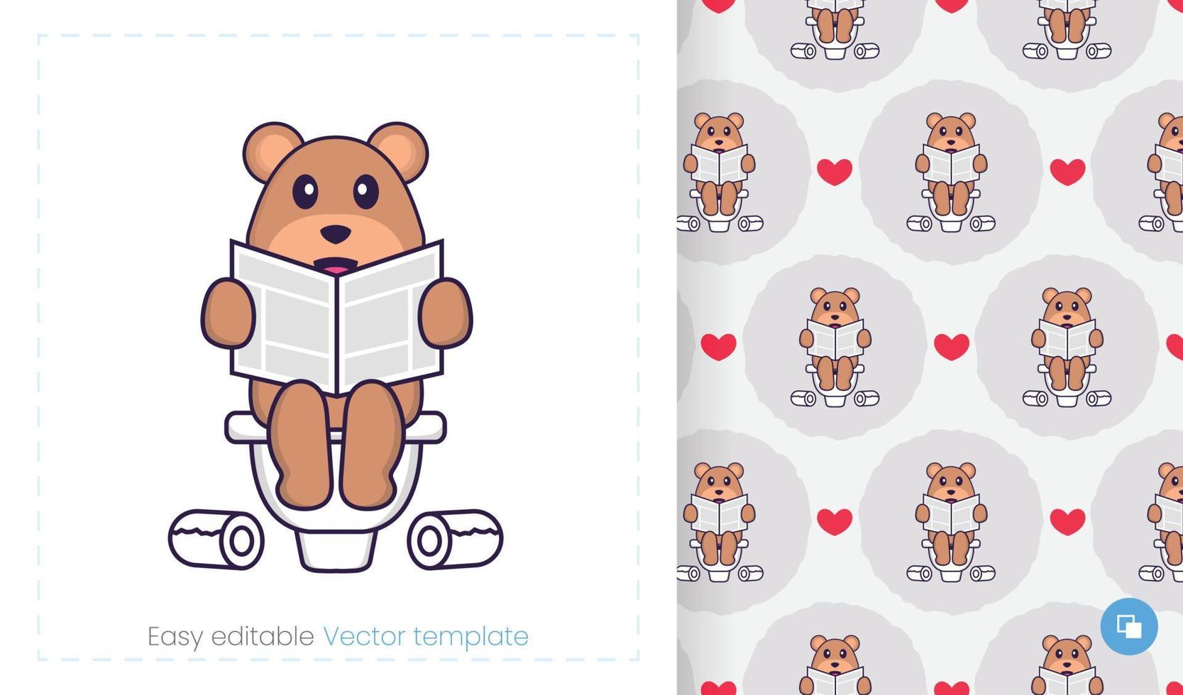 Cute bear mascot character. Can be used for stickers, pattern, patches, textiles, paper. Vector illustration