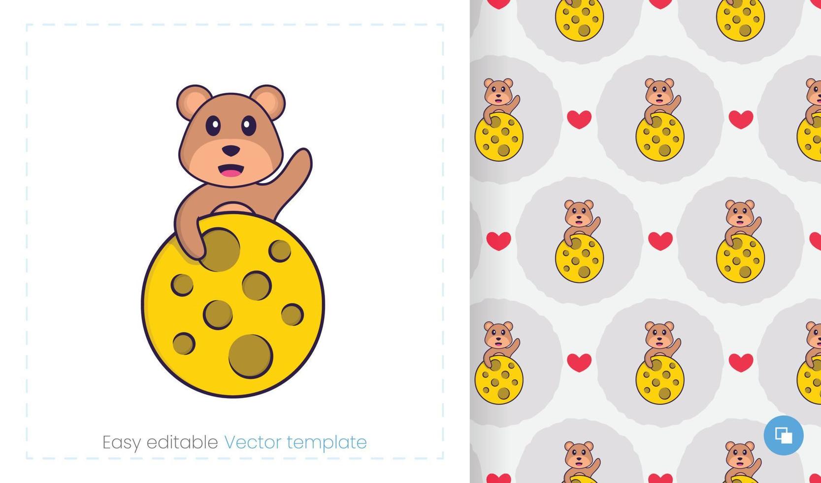 Cute bear mascot character. Can be used for stickers, pattern, patches, textiles, paper. Vector illustration
