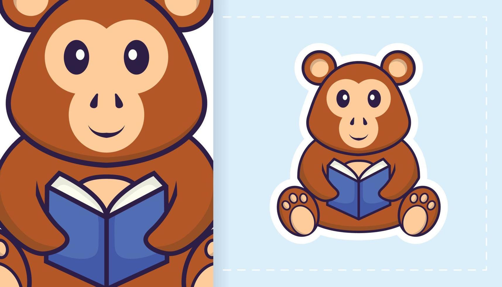 Cute monkey mascot character. Can be used for stickers, patches, textiles, paper. Vector illustration