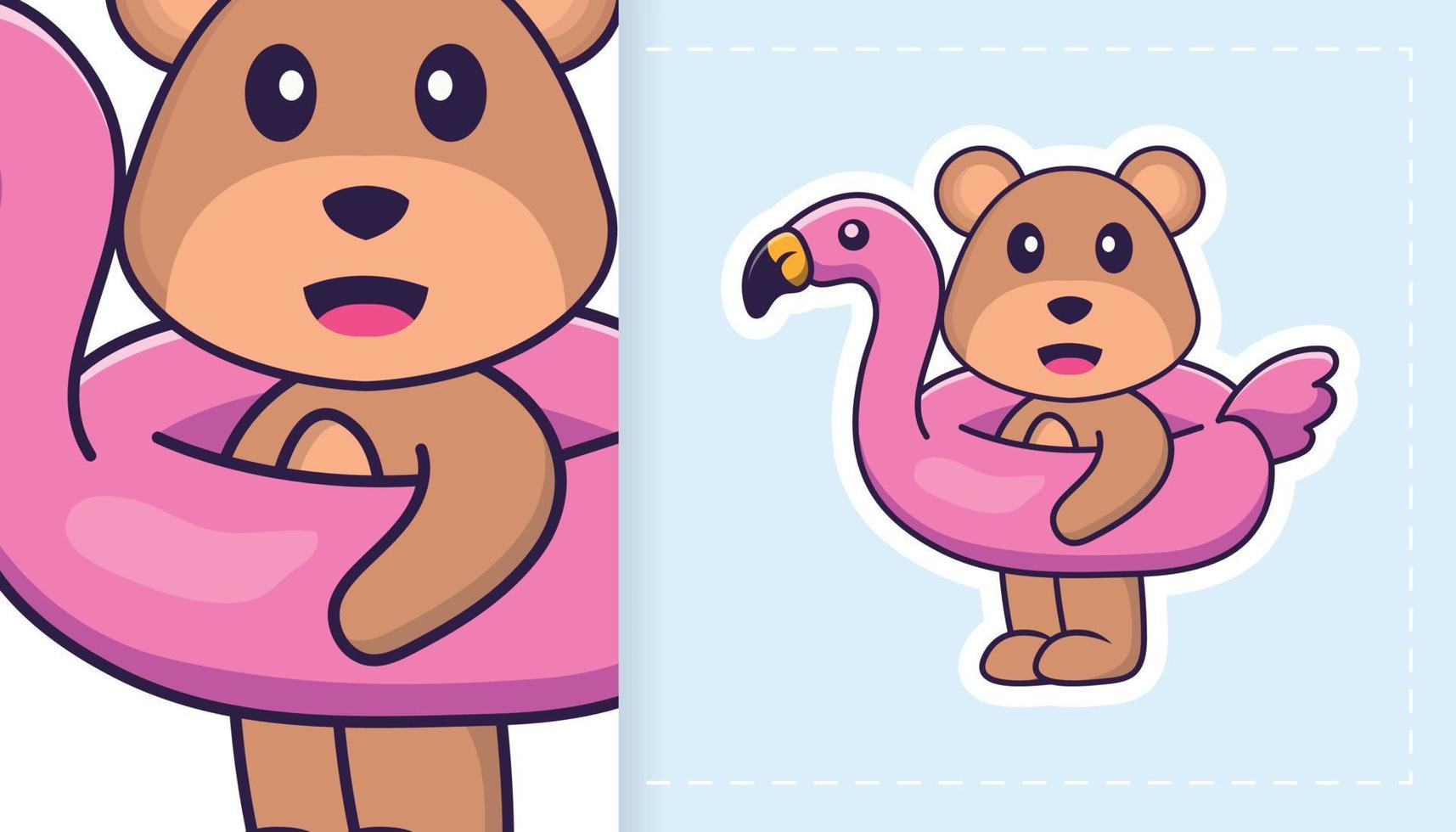 Cute bear mascot character. Can be used for stickers, pattern, patches, textiles, paper. Vector illustration