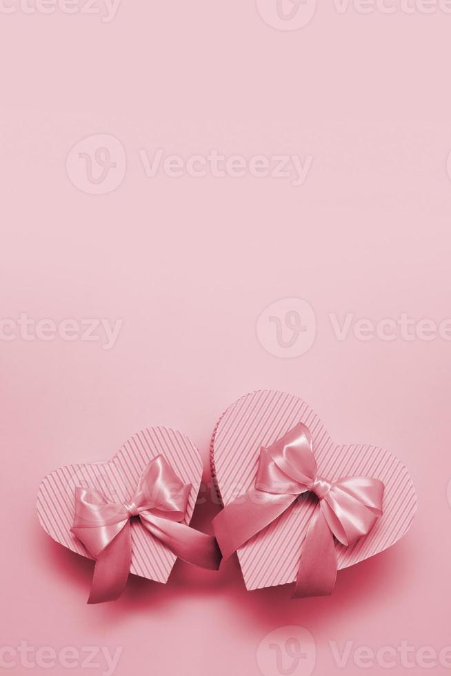 Two heart-shaped boxes in powdery pink monochrome - gifts for valentine's day, birthday, mother's day photo