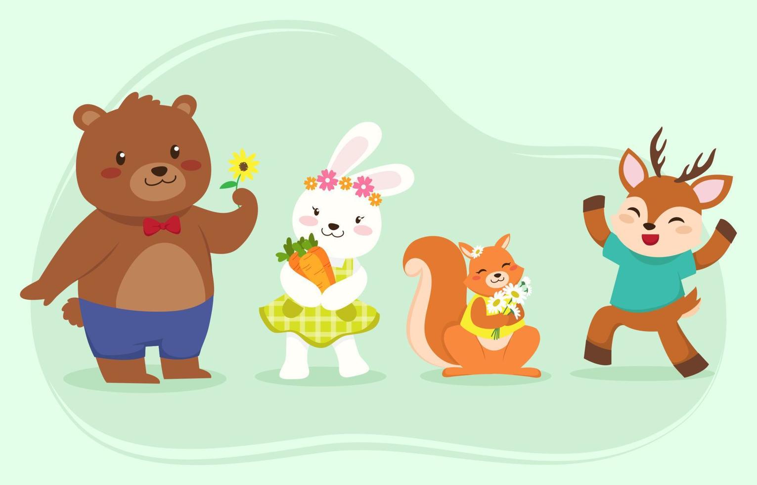 Cute Spring Animal Character vector
