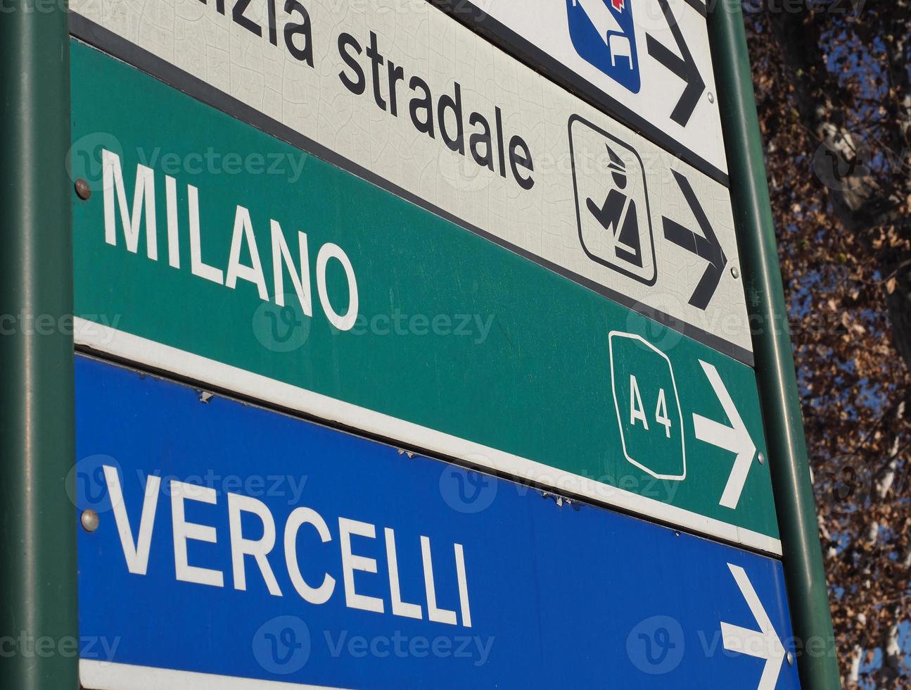 Milan Vercelli direction sign photo