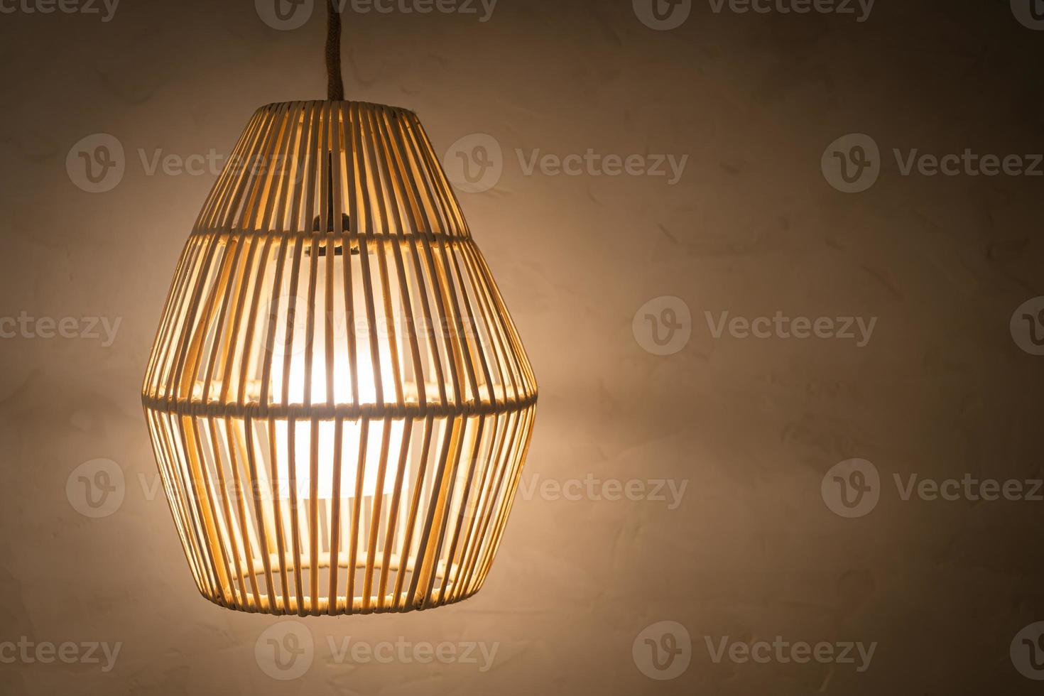 wicker or rattan hanging lamp photo