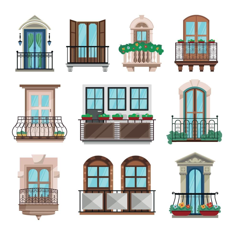 Balcony Window Set vector