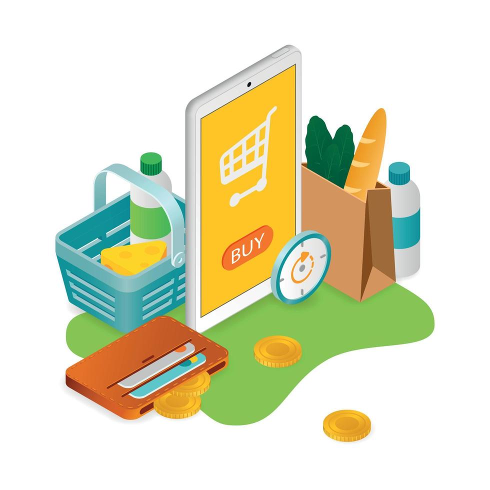 Isometric Mobile Shopping Composition vector