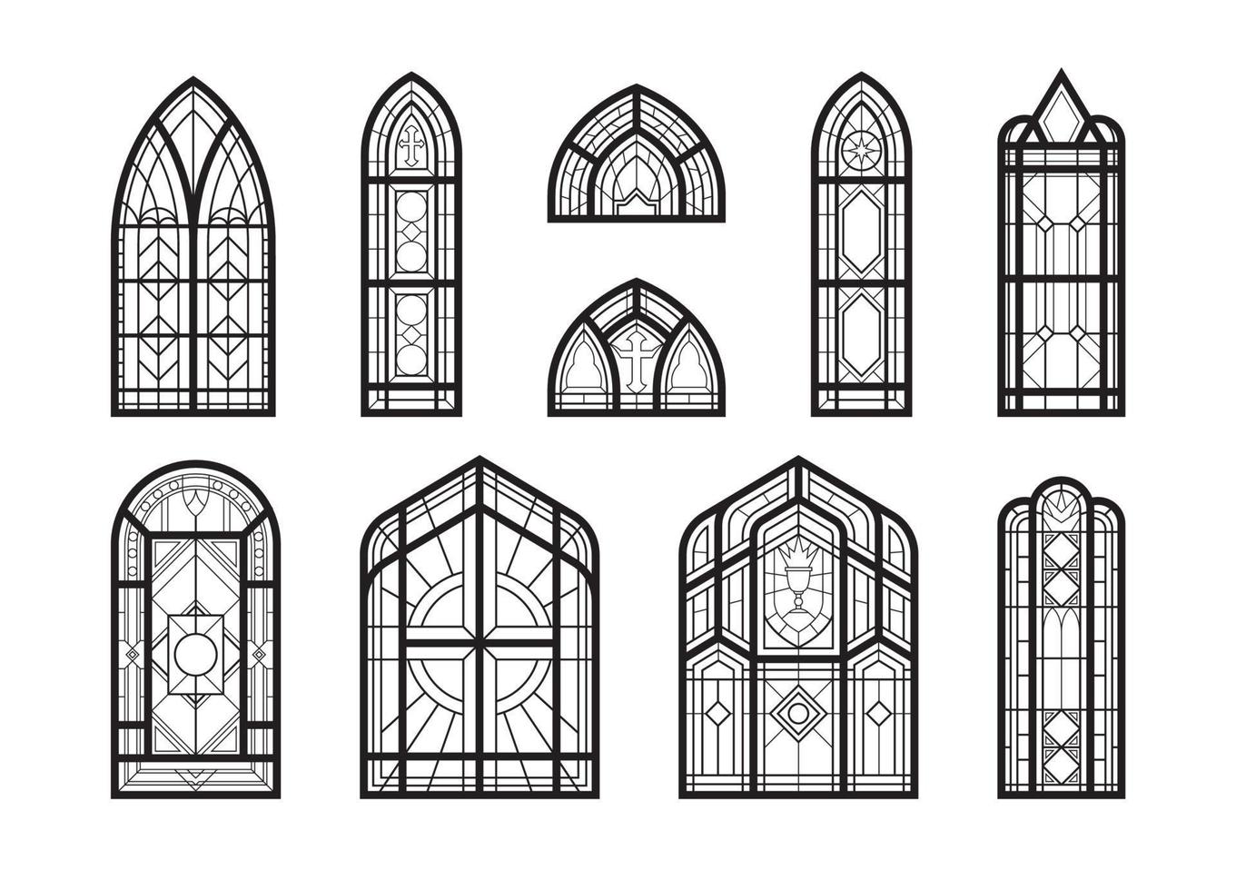 mosaico de ventanas de la iglesia vector