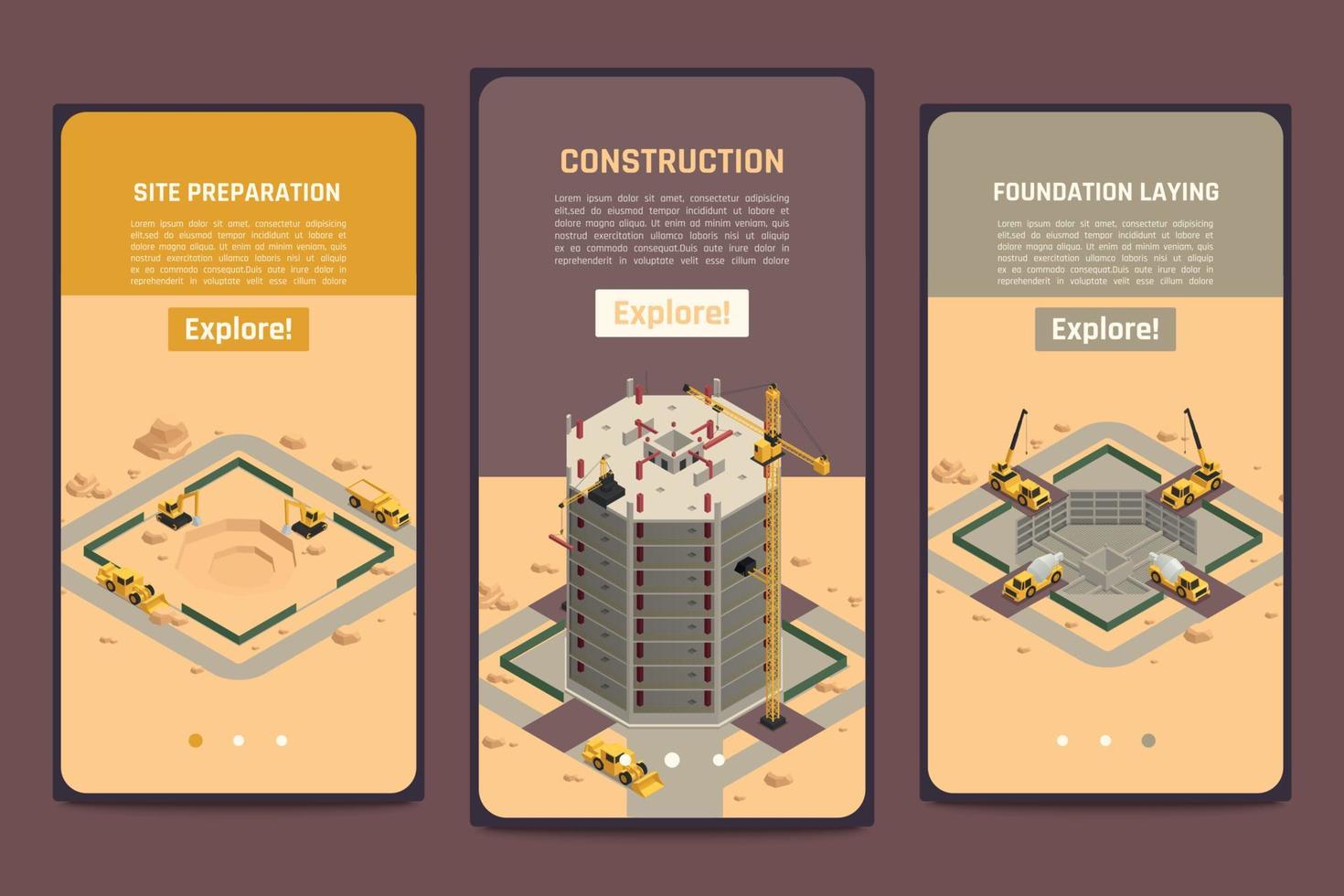 Skyscraper Construction Vertical Banners Set vector